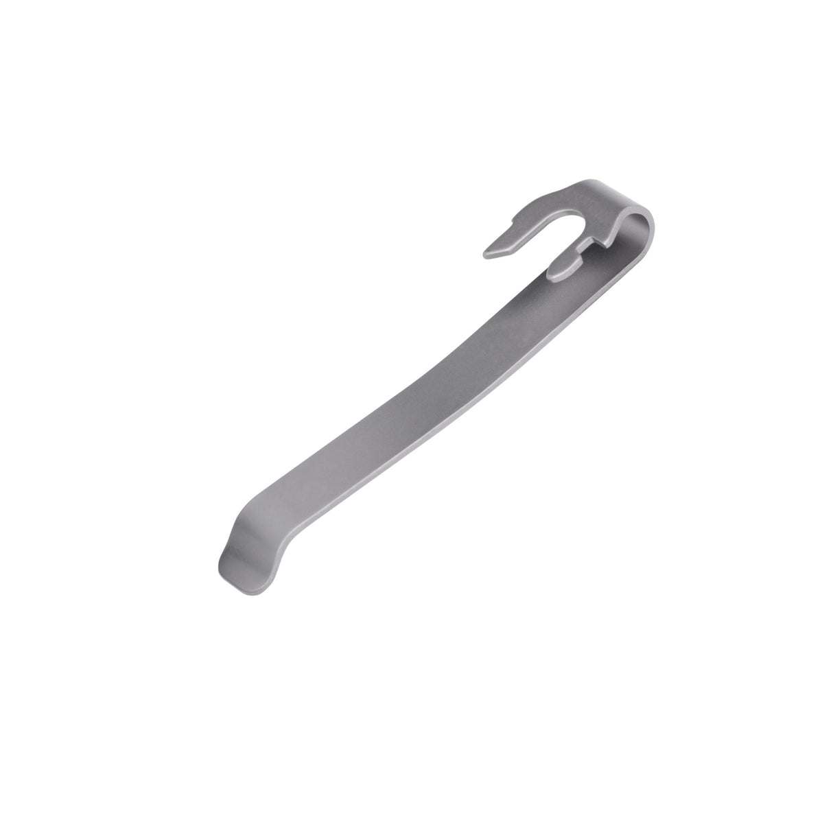 Translation missing: en.Back-side of the Matte Silver Leatherman Quick-Release Pocket Clip showing the connecting mechanism