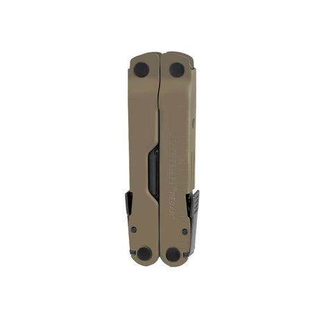 Translation missing: en.Coyote Tan Leatherman Rebar® multitool in closed position, showcasing its sleek design and robust construction