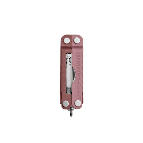 Translation missing: es.Heathered Blush Leatherman Micra® multi-tool closed, showcasing the tweezers and Leatherman brand on one handle