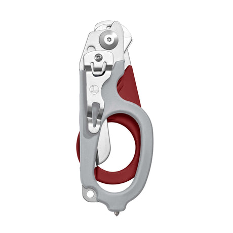 Translation missing: es.Garnet Leatherman Raptor Rescue trauma shears folded, featuring the pocket clip and lanyard hole