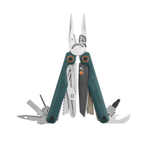 Translation missing: en.Leatherman Wave® Alpha Cascadia multi-tool fully opened with pliers, knife, saw, file, and bit driver extended