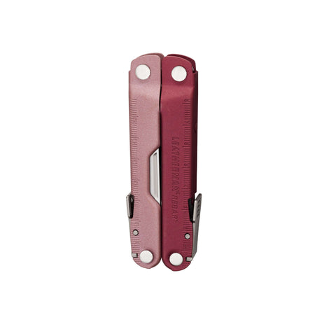 Translation missing: es.Heathered Cranberry Leatherman Rebar® multi-tool closed view, showcasing its durable design and functionality