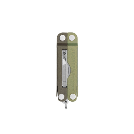 Translation missing: es.Spruce  Leatherman Micra® multi-tool closed, showcasing the tweezers and Leatherman brand on one handle