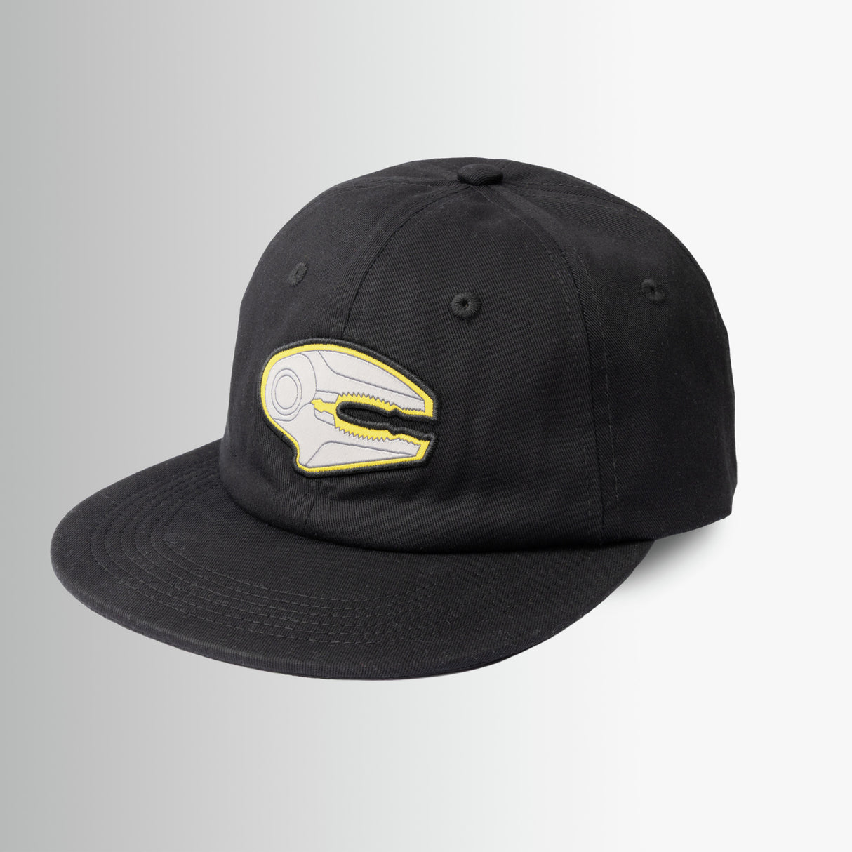 Translation missing: en.Captain's Crunch Hat, a black baseball cap with a stylized yellow and white Crunch pliers logo on the front