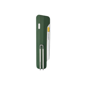 Translation missing: en.Leatherman Glider folding knife with Okra textured handle, stainless steel blade, and yellow thumb stud, shown close on a white background