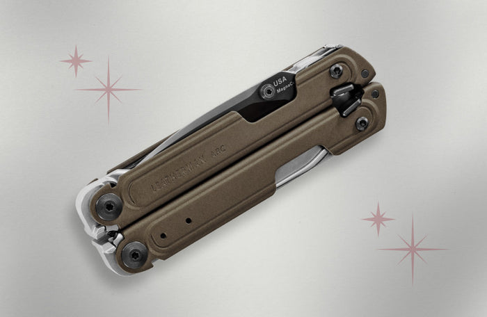 Translation missing: en.Leatherman Arc Talos on a light tan background with a start pattern