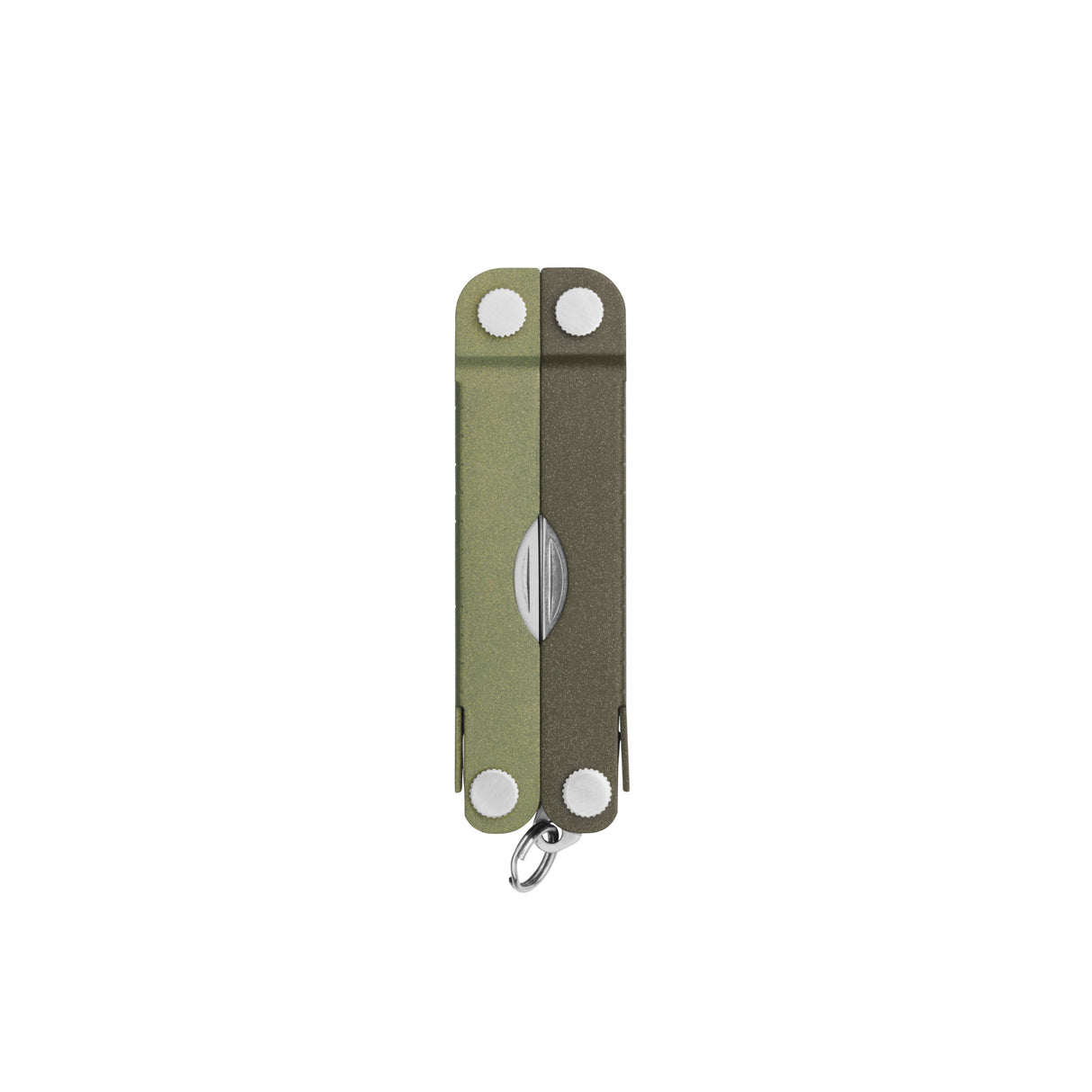 Translation missing: en.Spruce Leatherman Micra® multi-tool closed, showcasing its compact design and keychain attachment