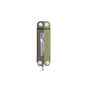 Translation missing: en.Spruce  Leatherman Micra® multi-tool closed, showcasing the tweezers and Leatherman brand on one handle