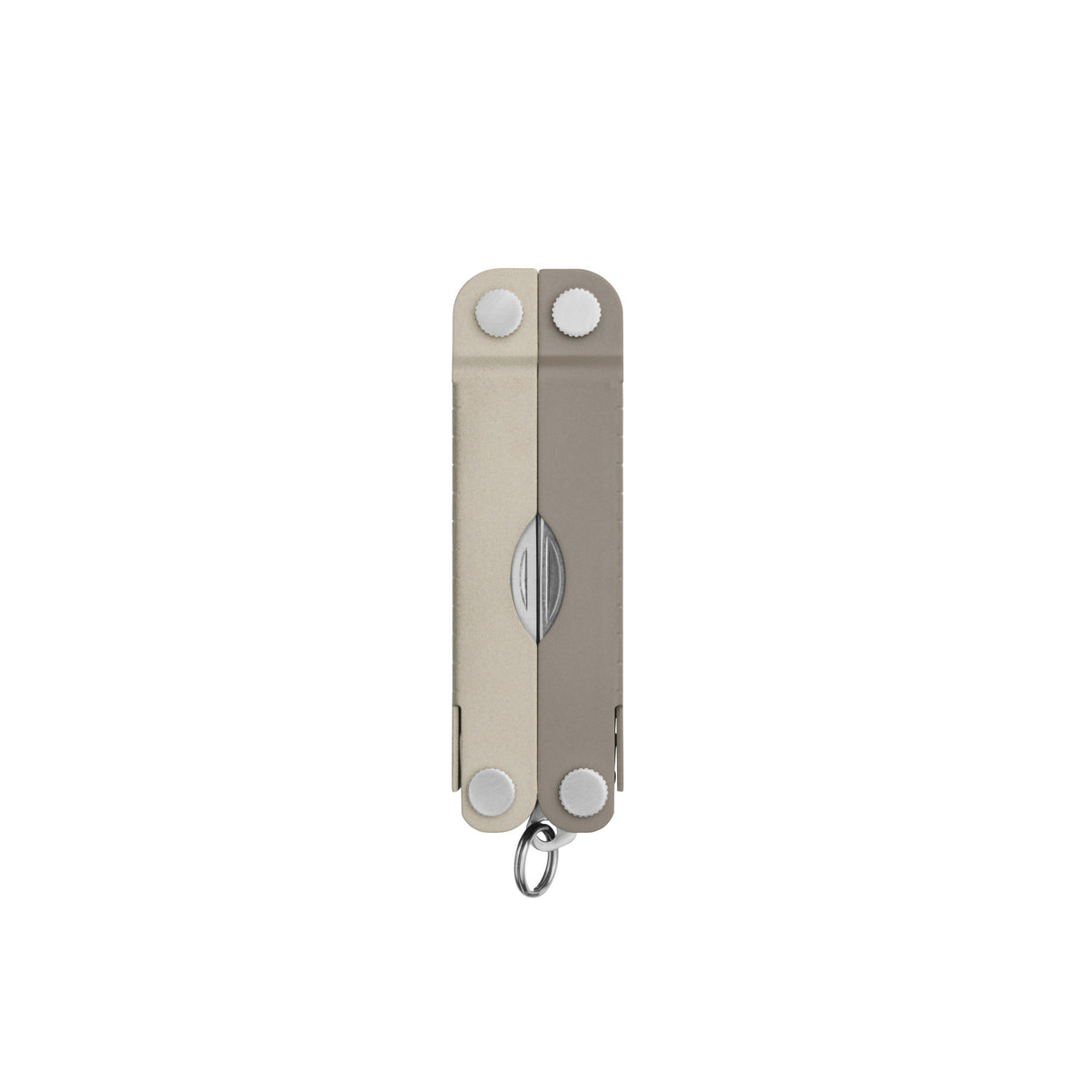 Translation missing: en.Winter Fog Leatherman Micra® multi-tool closed, showcasing its compact design and keychain attachment