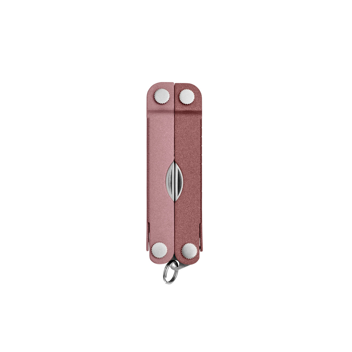 Translation missing: en.Heathered Blush Leatherman Micra® multi-tool closed, showcasing its compact design and keychain attachment