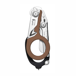 Translation missing: en.Coyote and Black Leatherman Raptor Rescue trauma shears folded, showcasing its compact size