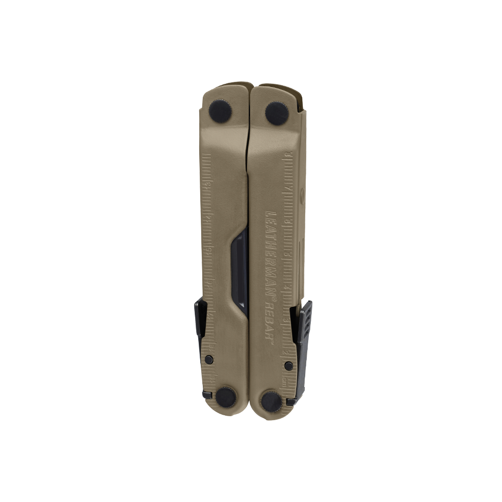 Translation missing: en.Coyote Tan Leatherman Rebar® multi-tool closed, showcasing the compact design