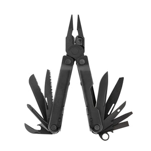 Translation missing: en.Black Leatherman Rebar® multi-tool with pliers and various tools, ideal for work and DIY tasks