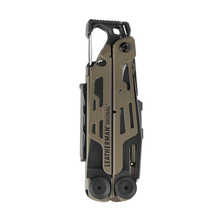Translation missing: en.Coyote Tan Leatherman Signal® multi-tool closed, showcasing its compact design