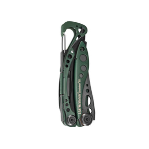 Translation missing: en.Folded Leatherman Skeletool® CX multitool in OD Green with black accents and carabiner clip