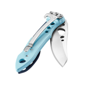 Translation missing: en.Skeletool® KB folding knife in Nightshade with partially open blade and pocket clip