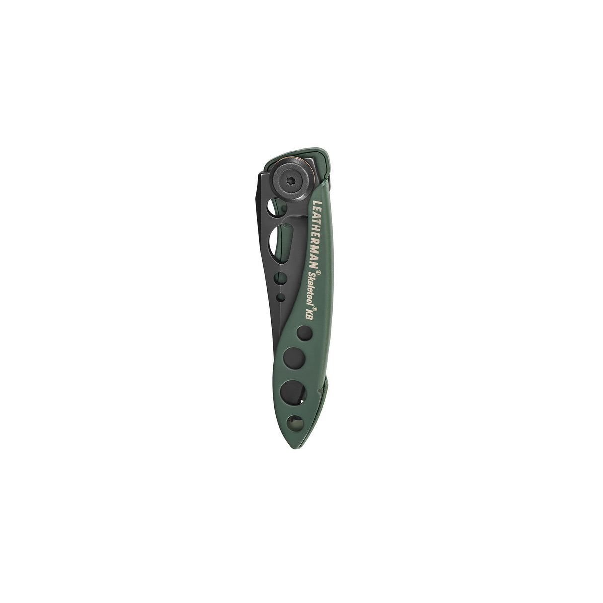 Translation missing: en.Folded Skeletool® KB pocket knife in OD Green with skeletonized handle and visible pivot screw