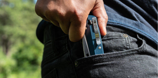 Leatherman K-Series knife fitting in jeans pocket