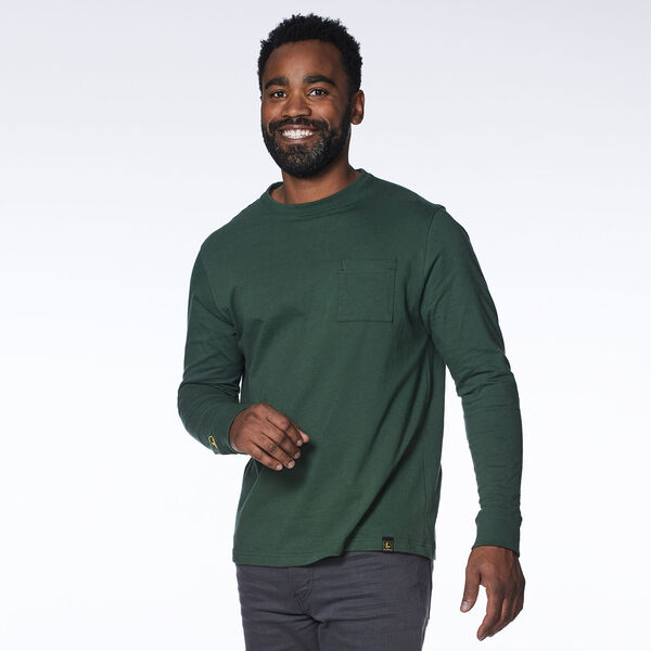Green Brand Stamp Long Sleeve Tee on model showing front