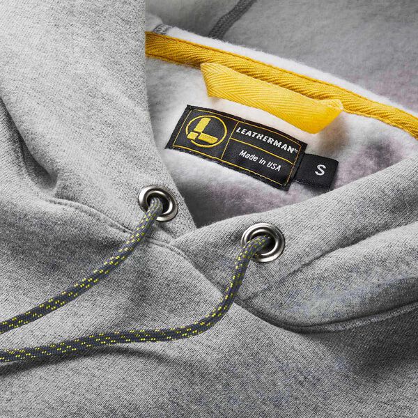 Gray Pullover hoodie with heritage badge tag