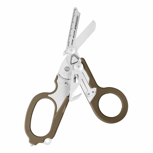 Leatherman Raptor Rescue shears, coyote tan, open view image 0