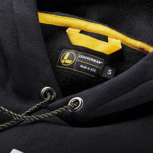 Black Pullover hoodie with heritage badge tag