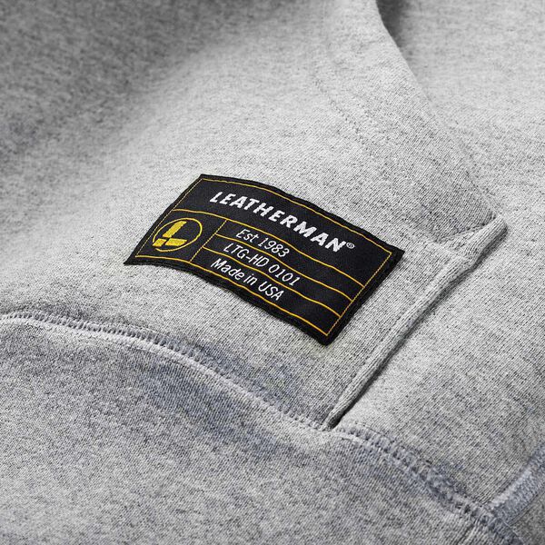 Gray Pullover hoodie with heritage badge logo