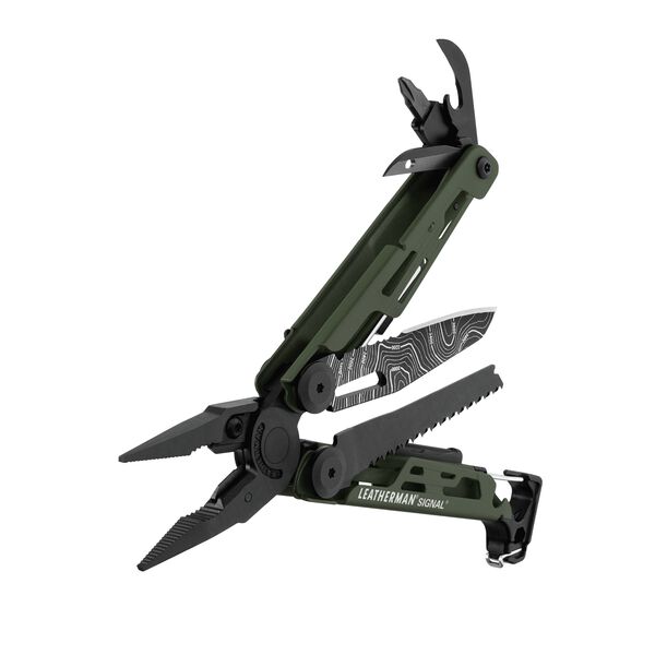 Leatherman signal multi-tool, green, beauty fanned view, 19 tools image 2