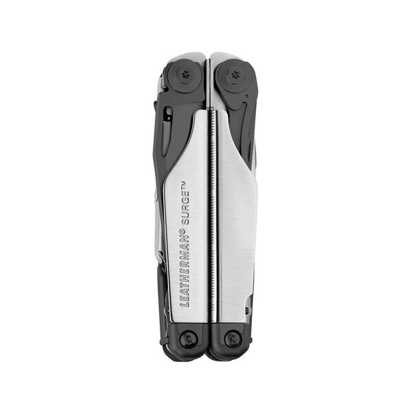 Leatherman Surge multi-tool, black and stainless steel, heavy duty, 21 tools, closed view image number 1