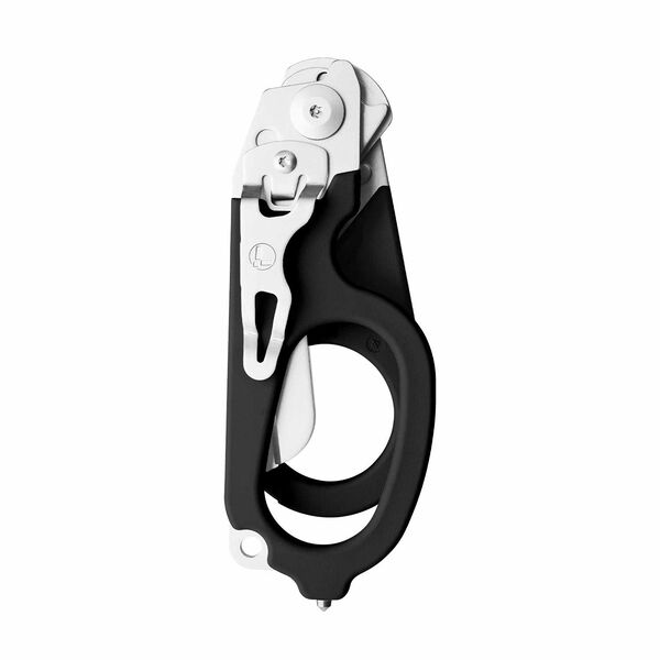Leatherman Raptor Rescue shears, black, closed view with pocketclip image 1