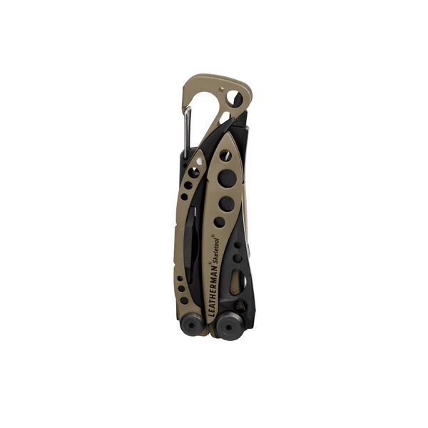 Closed Coyote Tan Skeletool showing outside accessible tool side