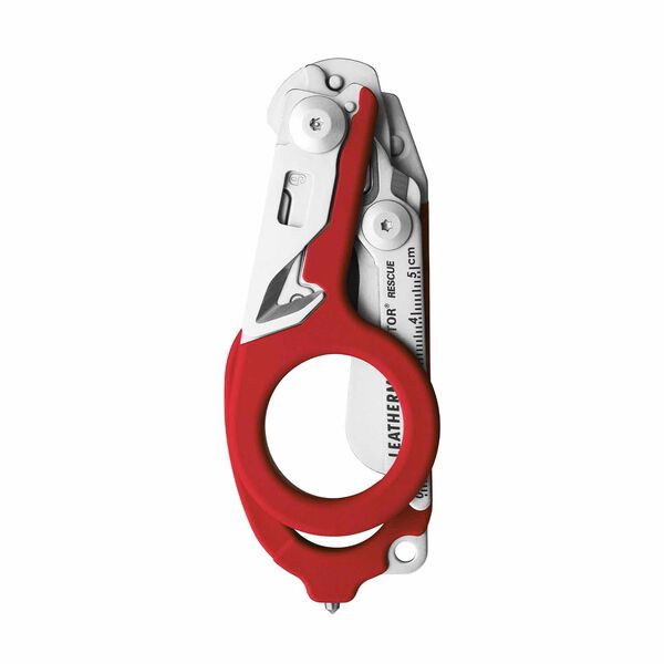 Leatherman Raptor Rescue shears, red, closed view with pocketclip image 2