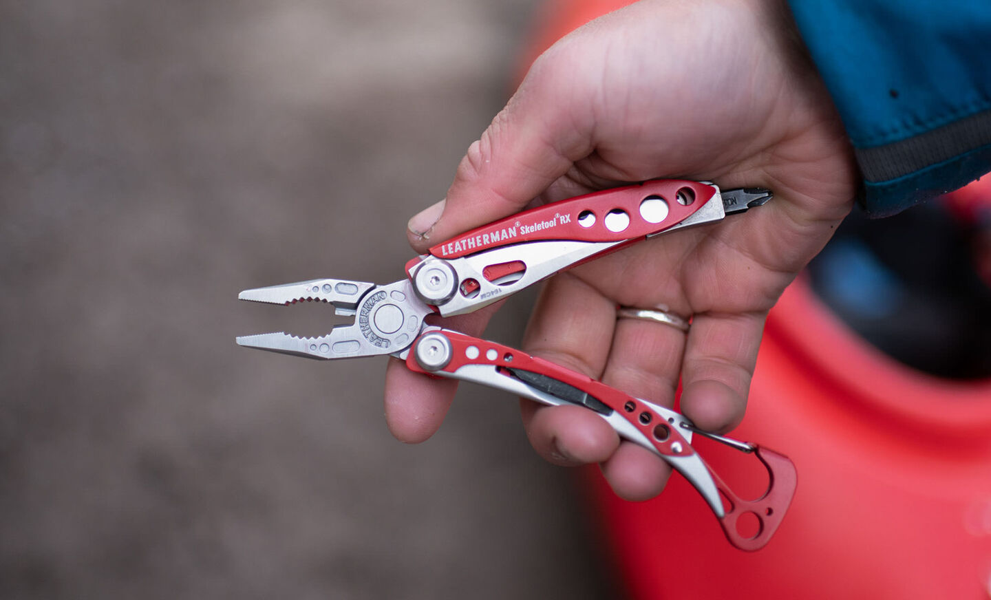 Skeletool RX open in a hand
