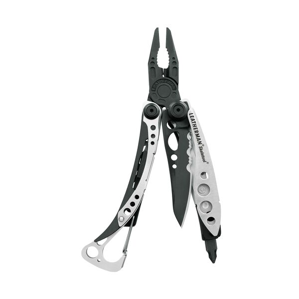 Black and Silver Skeletool open in fanned position