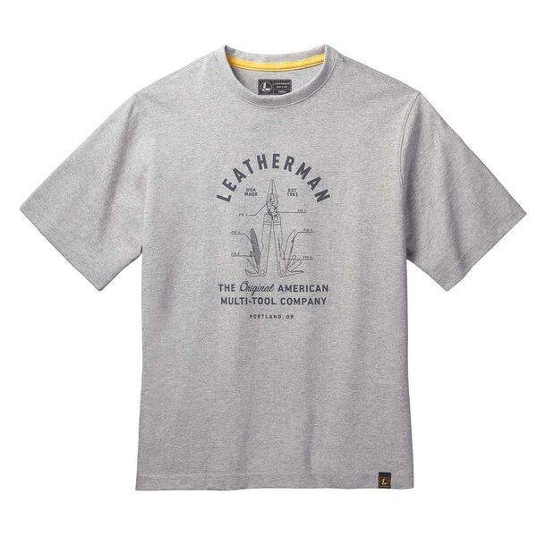 Gray short sleeve T-Shirt with PST badge front side