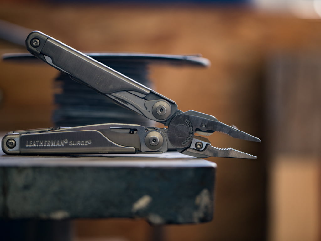 leatherman surge on workers table
