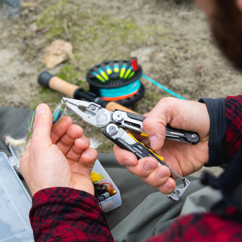 leatherman signal being used on fishing hook