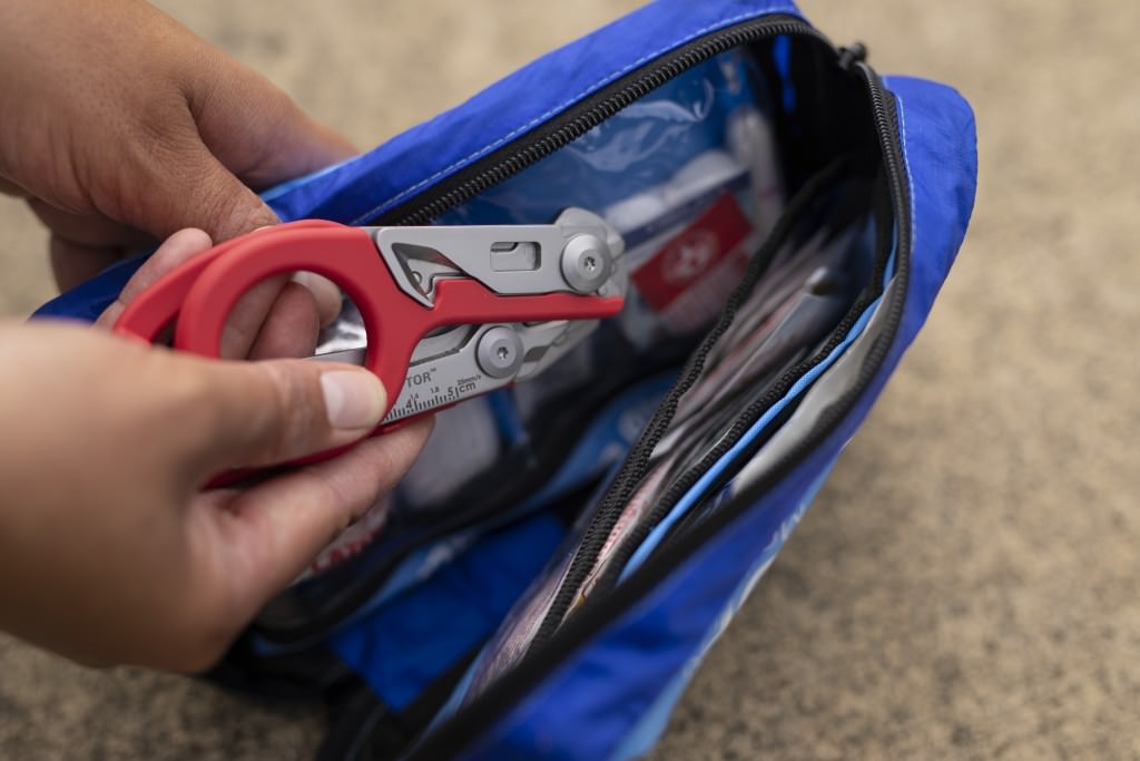 Foldable Raptor shears in an emergency prep kit.