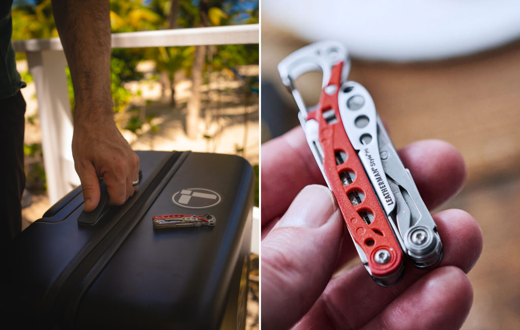 Leatherman Style on a suitcase and in a hand