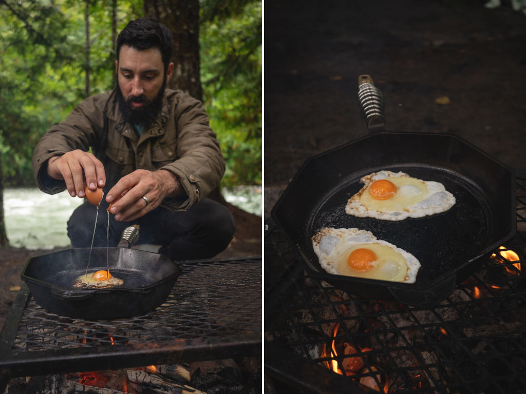 Cooking eggs in a cast iron skillet