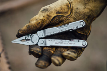 Leatherman Rebar in a gloved hand